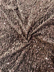 Vibrant Multicolor Sequined Embroidered Velvet Fabric - 1yard (Coffee)