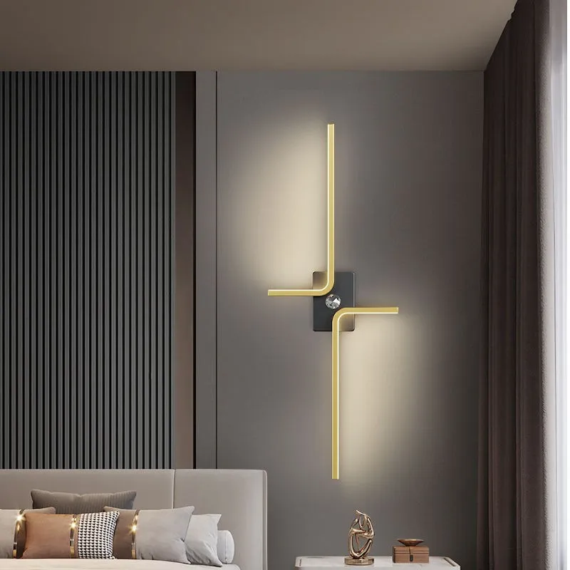 

Modern LED Wall Lamp Minimalist Black Gold Acrylic Bedside Lights Bedroom Living Rooms Study Aisle Office Illuminating Fixtures