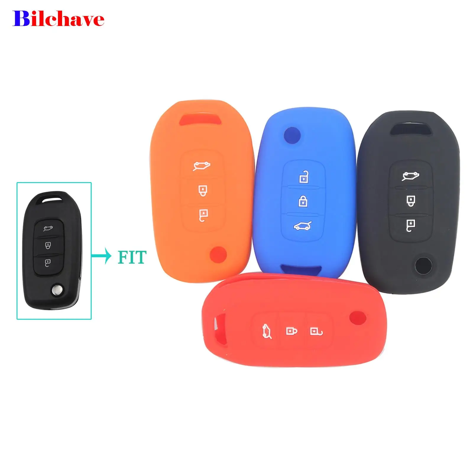 

jingyuqin 30pcs For Renault Kadjar Koleos Megan FOB 3 Buttons Silicone Remote Car Key Case Cover Protection