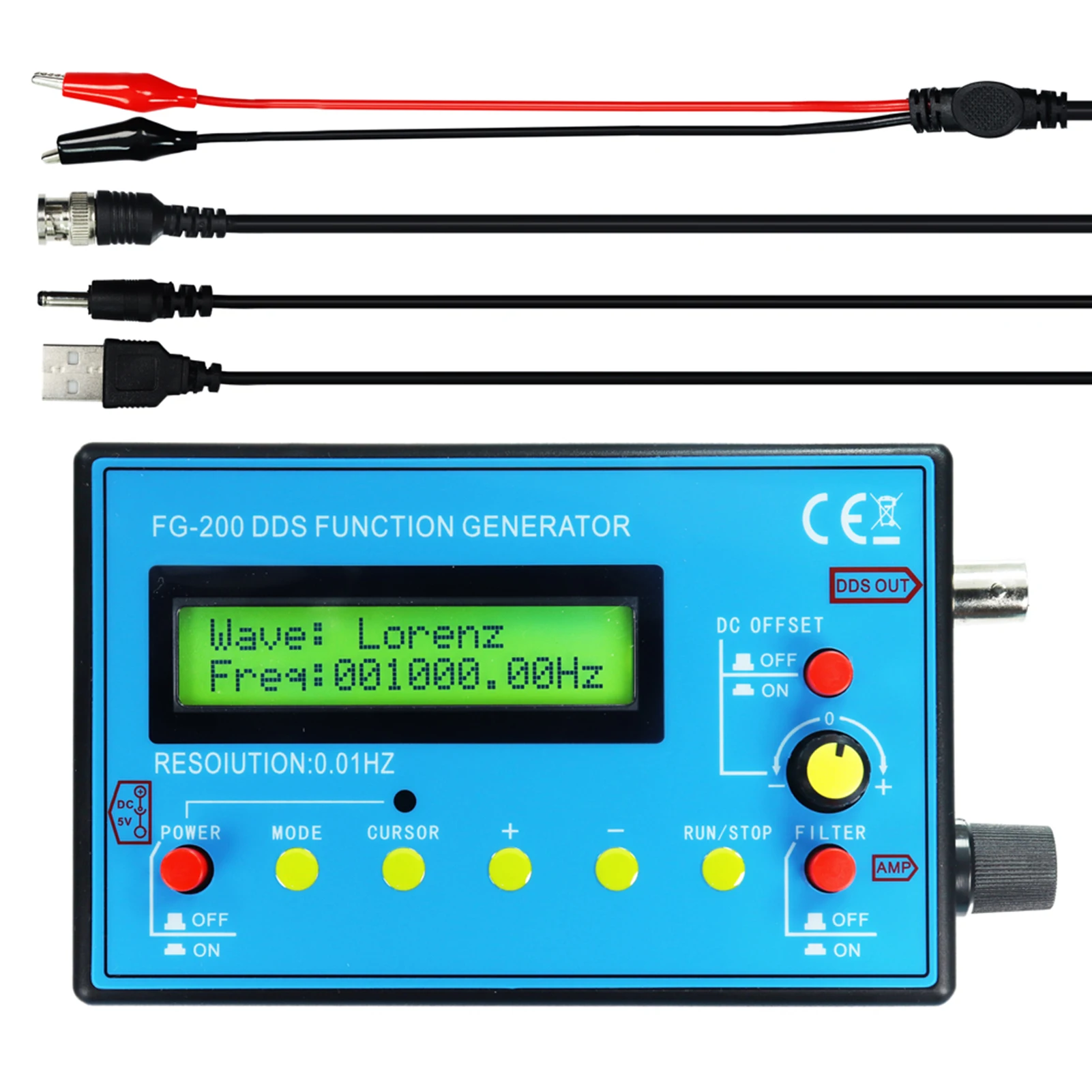 FG-200 DDS Function Signal Generator Frequency Counter 0.01Hz-500KHz Signal Source Module Sine+Square+Sawtooth Waveform Signal Generator Kit Signal Generator