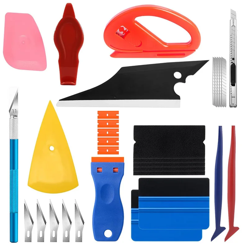Auto-Folierungs- und Fenstertönungs-Set mit Folienmesser, Filzabzieher, Vinylspachtel und Kunststoffschaber für Folien- und Folienanwendungen – Detail 17