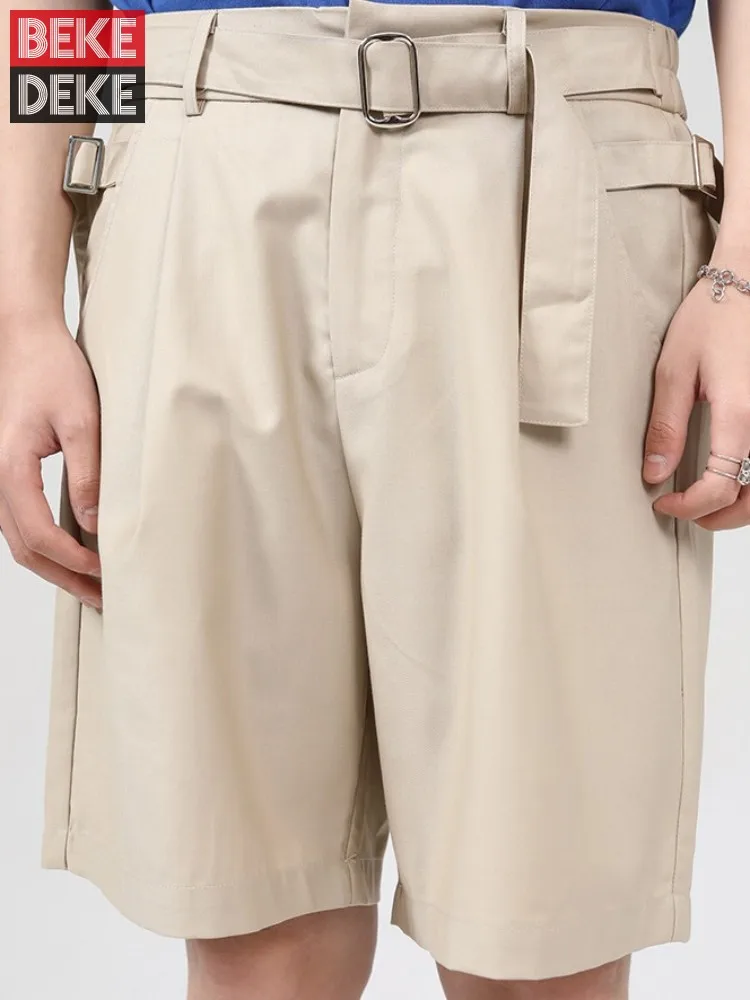 

Mens Summer Sashes Designer Knee Length Trousers Loose Fit Straight Casual Shorts Harajuku High Street Casual Men Cargo Shorts