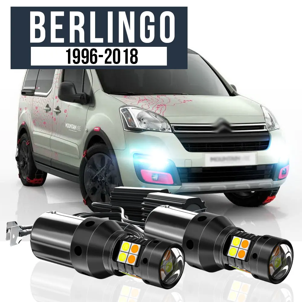 

2pcs LED Dual Mode Turn Signal+Daytime Running Light Blub DRL Canbus Accessories For Citroen Berlingo 1996-2018 2011 2012 2013
