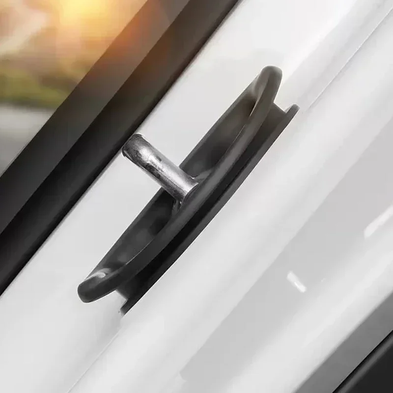 For Tesla Model 3/Y 4pcs Car Door Mute Damping Cushion Silicone Door Lock Buckle Car Door Anti-collision Protective Cover