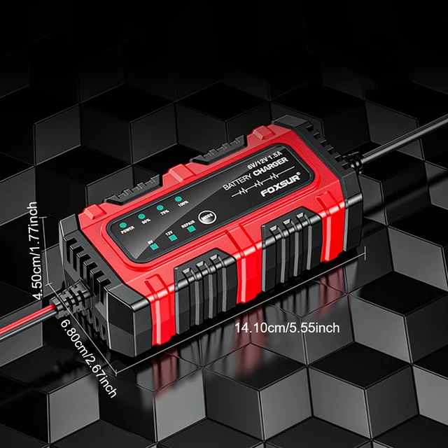6V/12V 1.5A Multiple Protection Lead-Acid Battery Charger Car Motorcycle Battery Full Intelligent Intelligent Pulse Repair 2