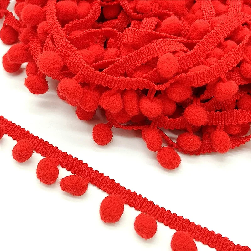 Description Picture 3 of item20Yards Pom Pom Lace Trim Ball Ribbon Pompom Fringe Trim Ribbon Sewing Lace Kintted Fabric Handmade Lace DIY Craft Accessories