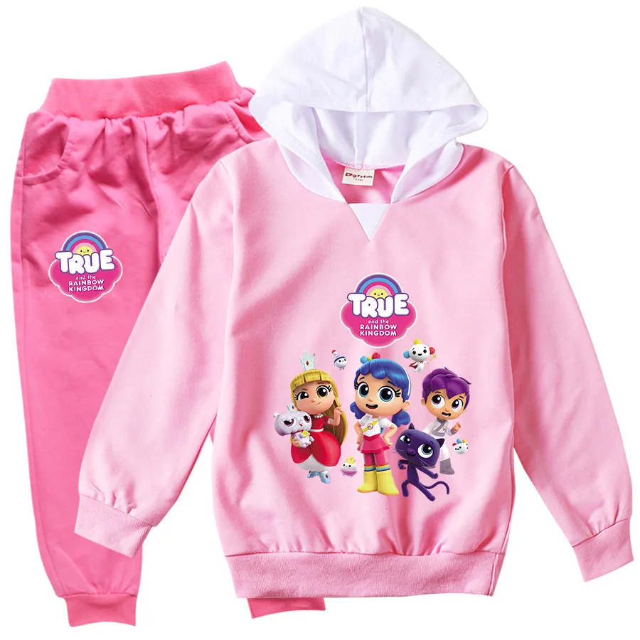 

Lovely True Rainbow Kingdome Costumes Kids Hoodies Jogging Pants 2pcs Sets Toddler Girls Boutique Outfits Baby Boys Clothing Set