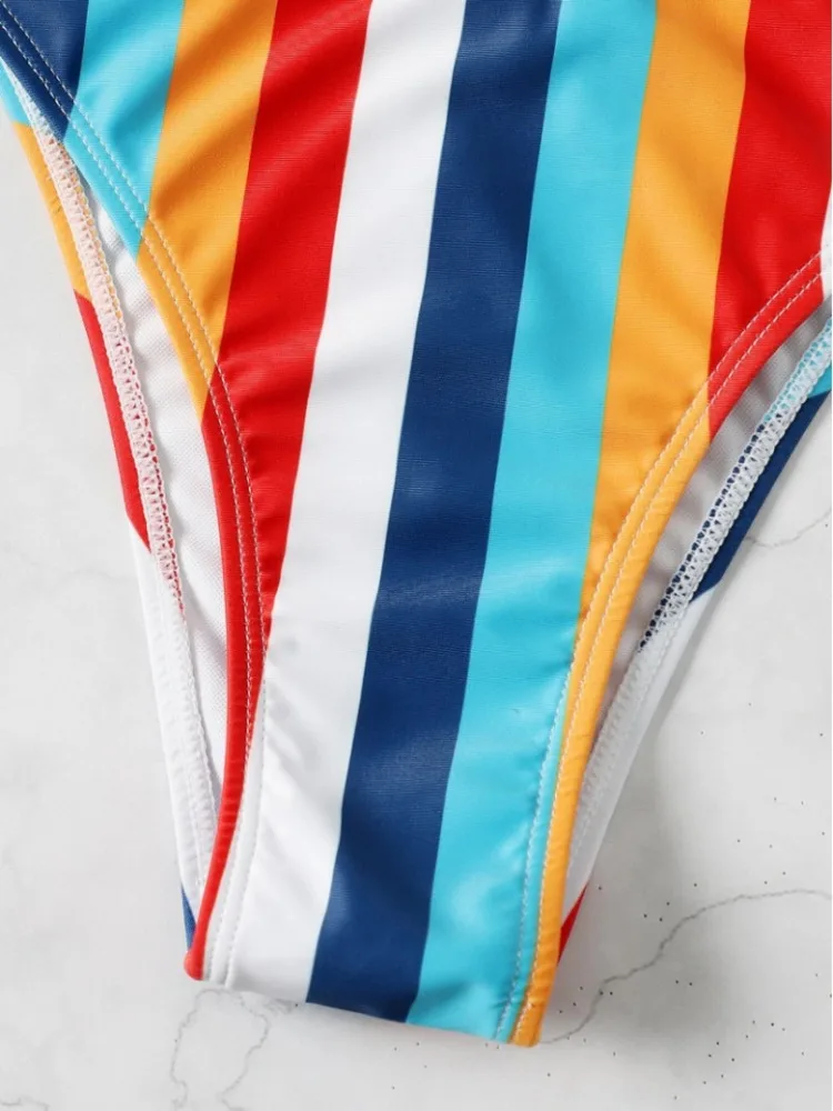 3 Pieces Striped Triangle Bikini Set Swimsuit & Ruffle Pants High Waisted Swimwear Women 2024 Bathing Suit Swim Summer Beachwear