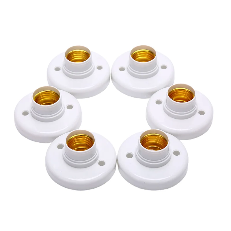 2/6pcs Round E14 White LED Lamp Screw Cap Socket White Ceiling Light Lamp Bulb Fixing Base Stand Light Bulb Holder