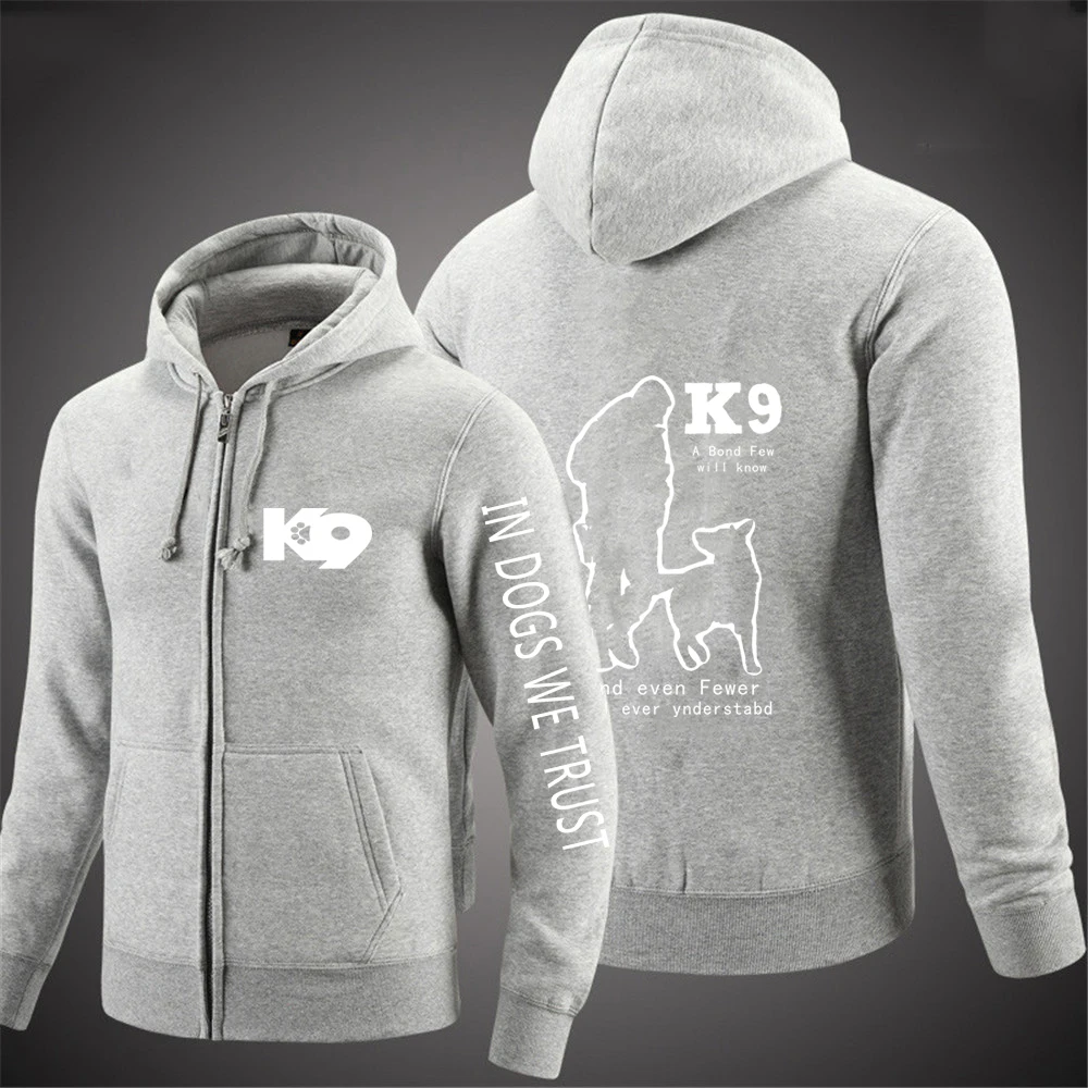 TRAINER K9 Team K9 Unit Malinois Men Spring and Autumn Fashion Print Solid Color Zipper Pullover Casual Coat Versatile Top