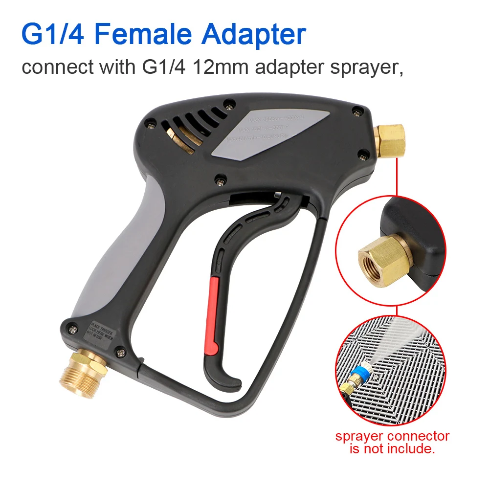 

Car High Pressure Water Gun Snow Foam Washer M22 Male G1/4 Female Thread Adapter 280bar 4000psi Quick Release Sprayer Tools