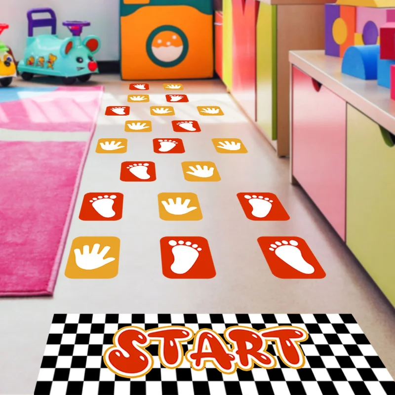 Cartoon Digital Grid Children's Game Floor Sticker Hopscotch Removable Floor Stickers Lattice Game Children's Room Sticker