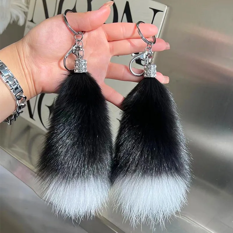 [Coda Di Volpe] Carino Vera Pelliccia Di Volpe Coda Portachiavi Auto Ciondolo Bambola Di Peluche Zainetto Ciondolo Borsa