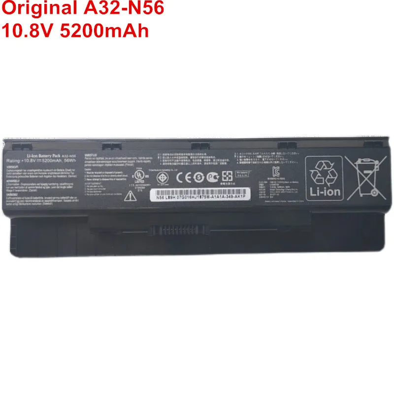 

10.8V 5200MAH Genuine A32-N56 Laptop Battery For ASUS G56 G56J G56JR N46 N56 N46V N46VJ N46VM N46VZ N56V N56VJ N56VM N76 N76VZ