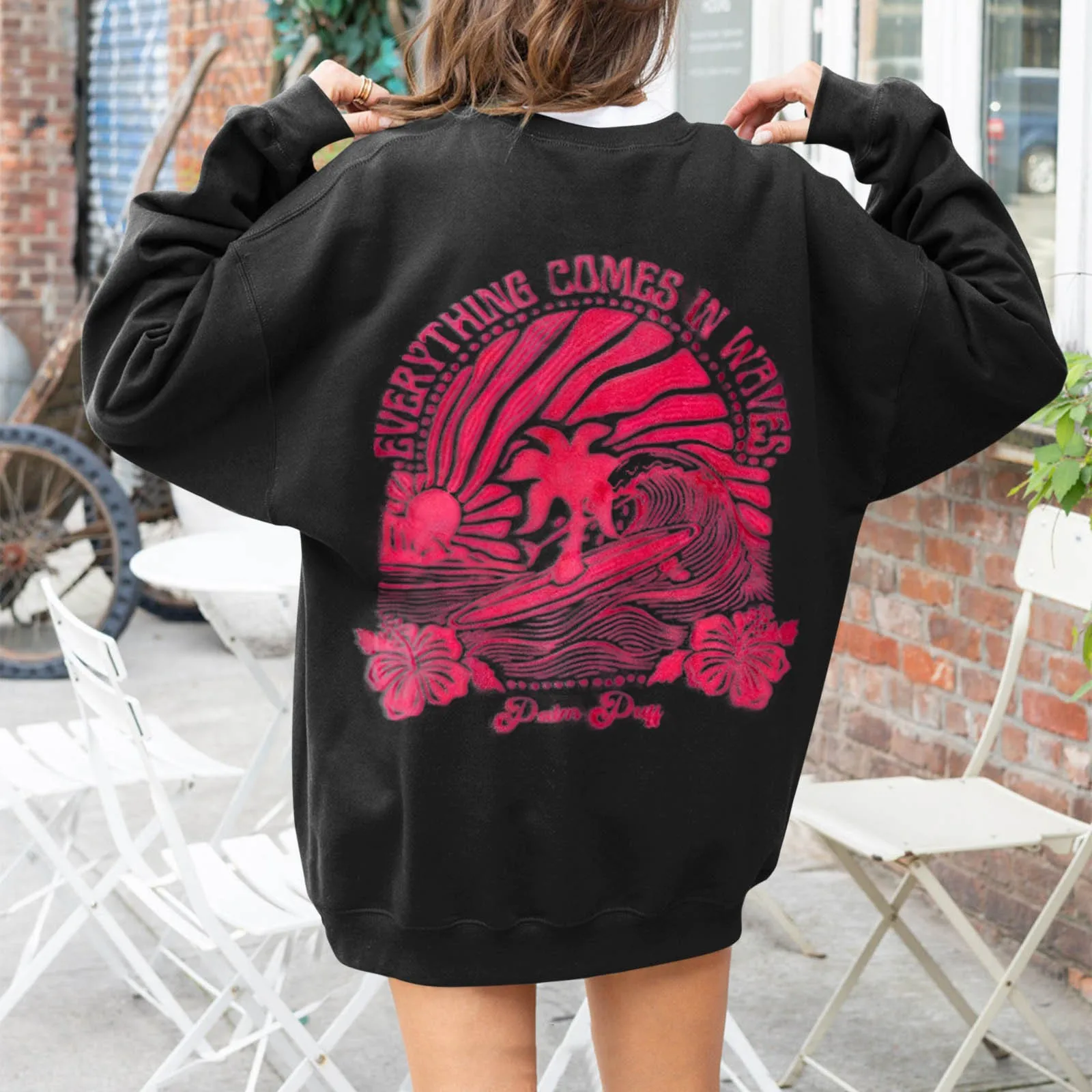 thumbnail image 1 of Sudadera con capucha para mujer, suéter de manga larga con letras estampadas, estética, 1 of 3