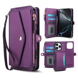 Versatile 2 - in - 1 Lanyard Wallet Phone Case with Card Slot and Magsafe Compatibility - iPhone 12 Mini (PURPLE)