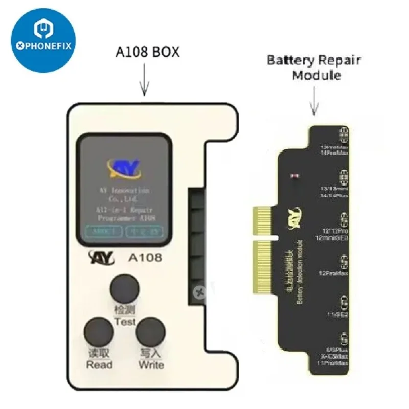 Ay A108 Box Programmer Screen Truetone Auricolare Fotocamera Posteriore Lidar Battery Repair Programmer Board Tools Per Iphone X-15 Pro Max