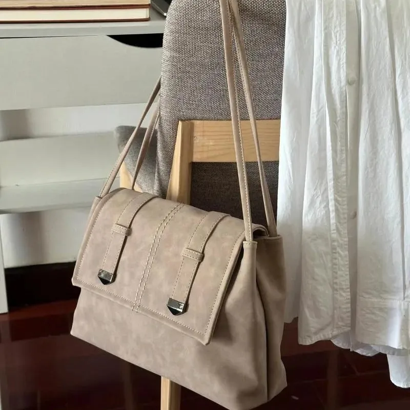 JIAERDI Khaki Zipper Tote Bag Women Stitching Large Capacity Leather Shoulder Bag Ladies Vintage Casual Street Underarm Bag 2025