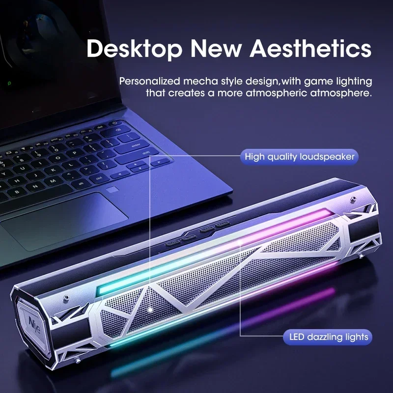 Original Niye Bluetooth Computer Speaker Usb Wired 5.3 Computer Speaker 4D 360 Degree Surround Subwoofer Home Audio RGB Lighting