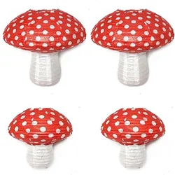 Whimsical Mushroom Paper Lanterns for Jungle Wonderland Party Decor (2 large 2 small)
