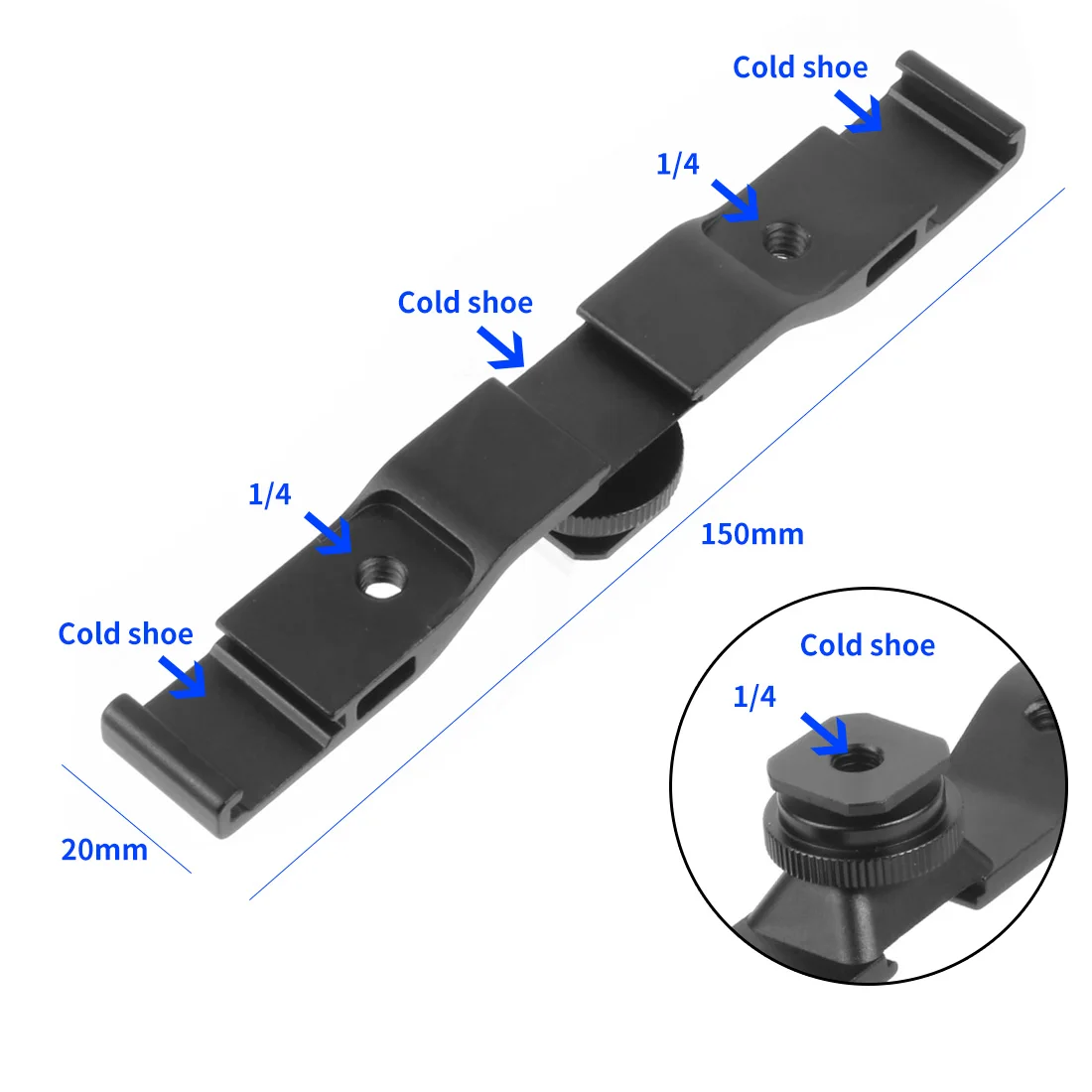 Double Cold Hot Shoe Adapter Mount Extension Holder Video Bracket for Canon for