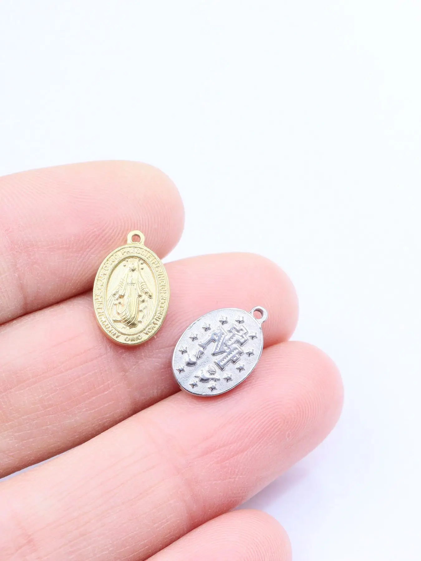 5 stücke 316LStainless Stahl Hohe Qualität Jesus Münze Anti Allergische Frauen Mädchen Charms Anhänger DIY Schmuck Halskette Ohrringe Unfading – Detail 1