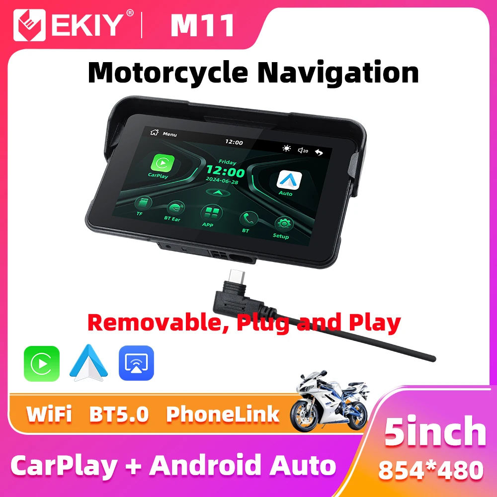 Wireless CarPlay Moto Android Auto Portable Digital Motorcycle Dashboard 5 inch GPS Motorcycle Navigation Display Screen