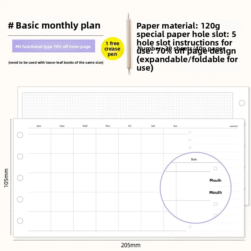 Deluxe Three-Fold Monthly Calendar & Loose Leaf Planning Diary
