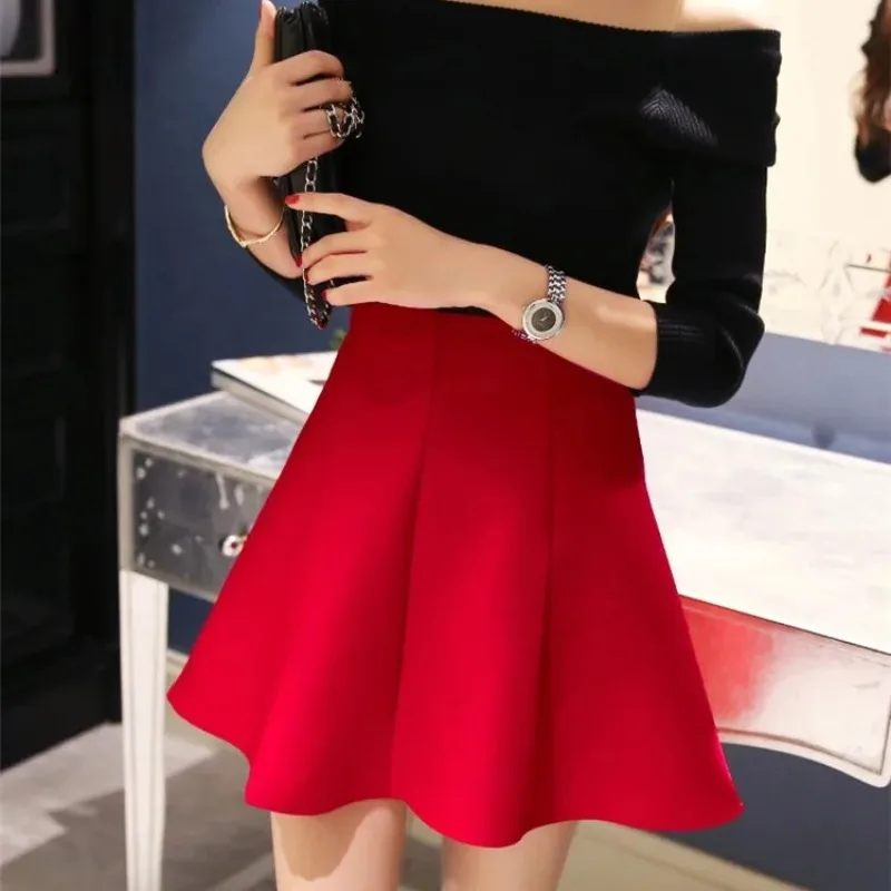Women's High Waist Umbrella Skirt Pleated Elastic Pompon Skirt 5