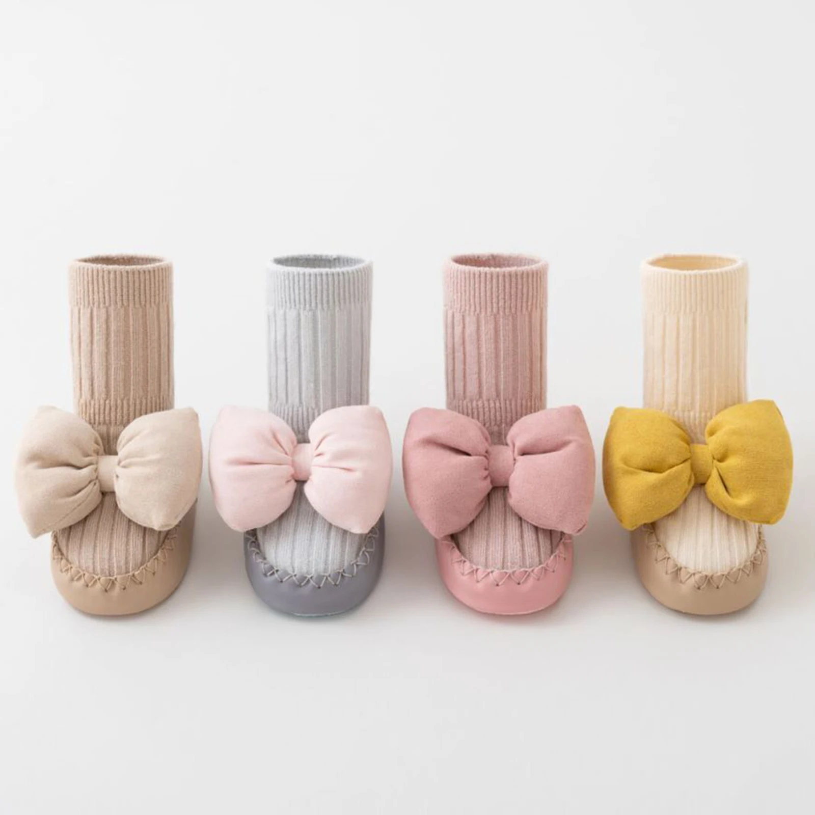Baby Girl Princess Anti Slip Floor Shoes Socks Soft Non-slip Cute Bow Flats Warm Walking Shoes for Newborn Toddler First Walkers toddler shoes