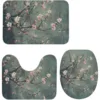 RV 3pcs Cherry Flowers Bathroom Rug Set, Contour Toilet Rug, Bathmat and Toilet Lid Cover, Soft, Home Goods 1