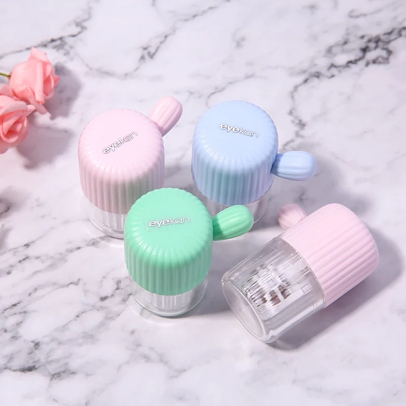 1 Set Manual Rotation Contact Lenses Cleaning Machin Travel Portable Colored Contact Lens Container Beauty Pupil Cleaning Tools