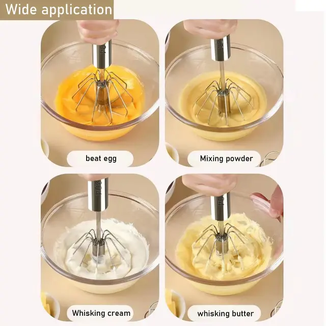 1/3Pcs Semi Automatic Egg Beater Stainless Steel Manual Hand Whisk Mixer Self-Turning Cream Utensils Kitchen Gadgets Egg Tools 4