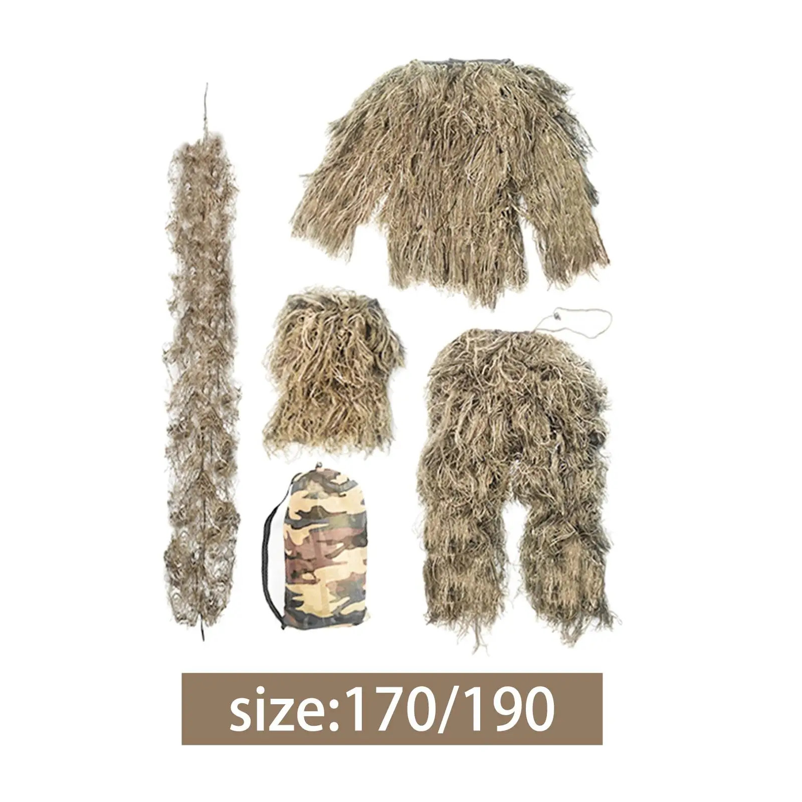 Ghillie Suit Fancy Dress Pants with Storage Bag Jacket Clothing Costume for Game