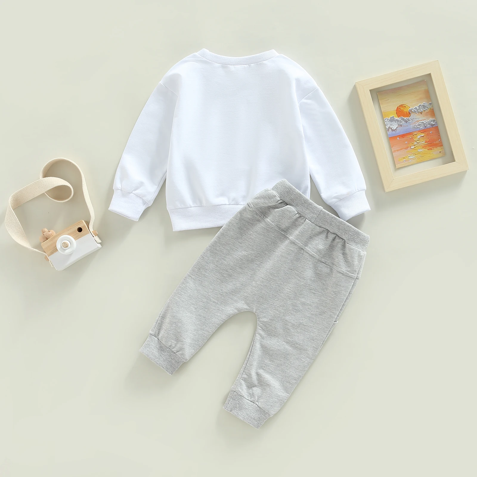 Citgeett Autumn Kid Boys Pants Suit Long Sleeve Letters Print Shirt + Casual Street Long Drawstring Trousers Fall Spring Clothes