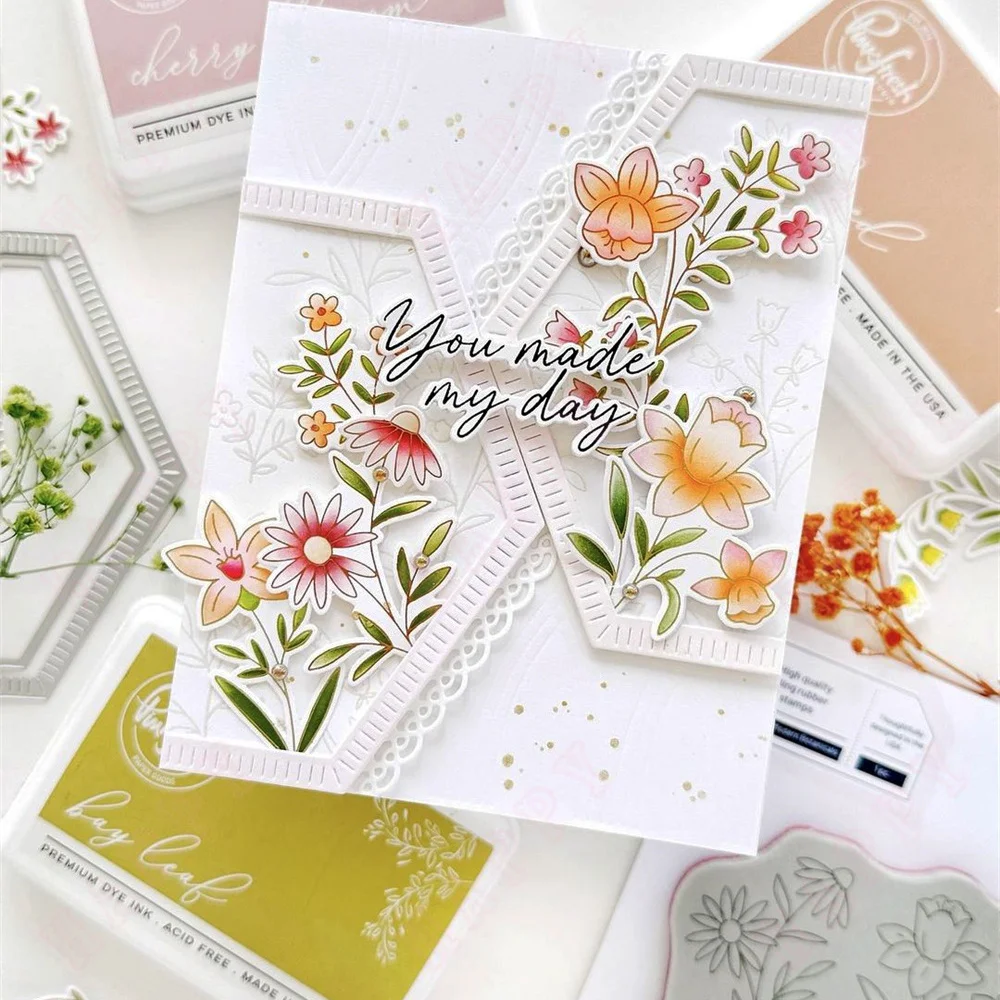 Pink Scrapbooking Die New Metal Cutting Dies Fresh Nested Rectangles Postage Edge Frame Die Mold DIY Greeting Card Handmade