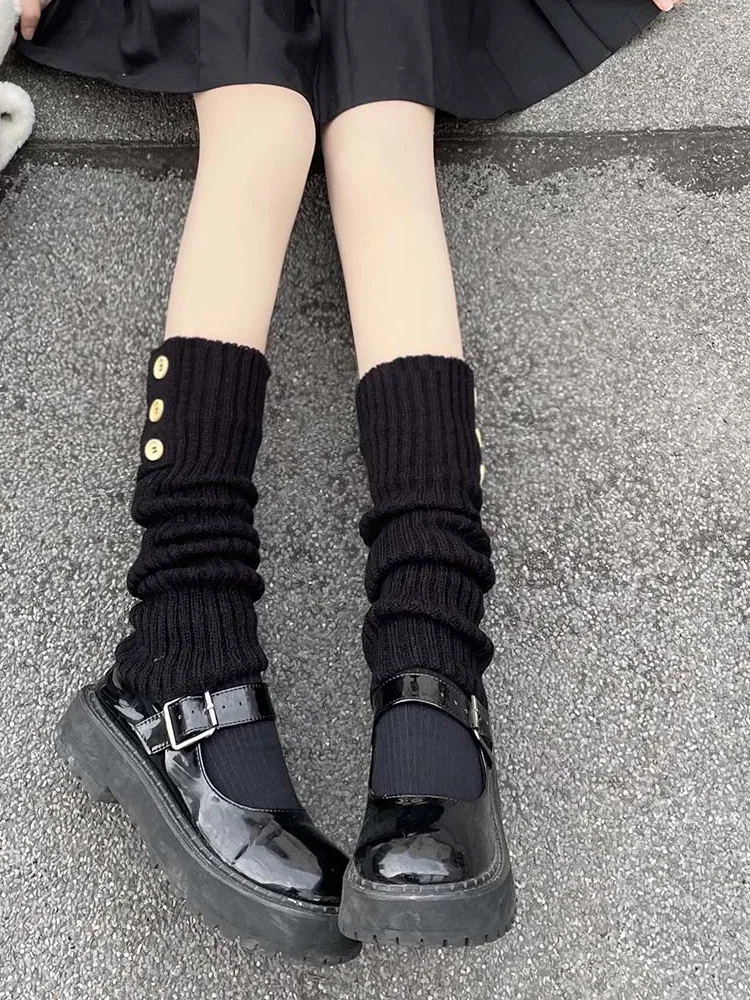 Y2k Leg Warmers Autumn Winter Wool Cashmere Foot Cover Knee Socks JK Japanese Style Loose Long Socks Stockings Women Leg Warmers