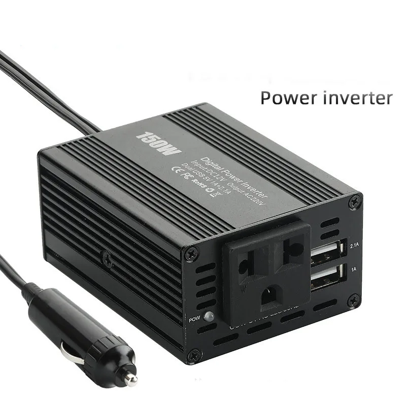 

150W Car Power Inverter 12V DC To 110V 220V AC Converter Modified Sine Wave With 3.1A Dual USB Car Charger Over Load Protection