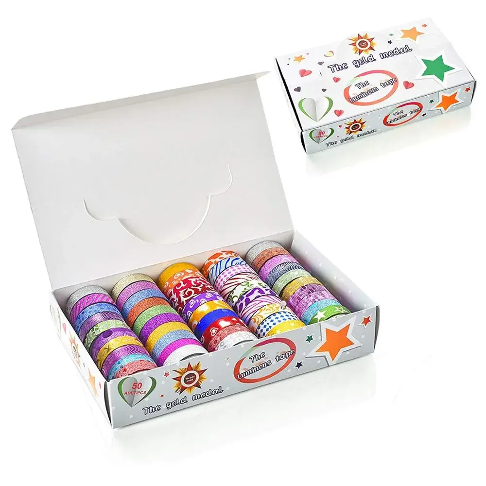 5D DIY Diamond Painting Tools 50 Rolls Glitter Washi Masking Tape Set to Keep Painting Clean Embroidery Cross Stitch Accessories