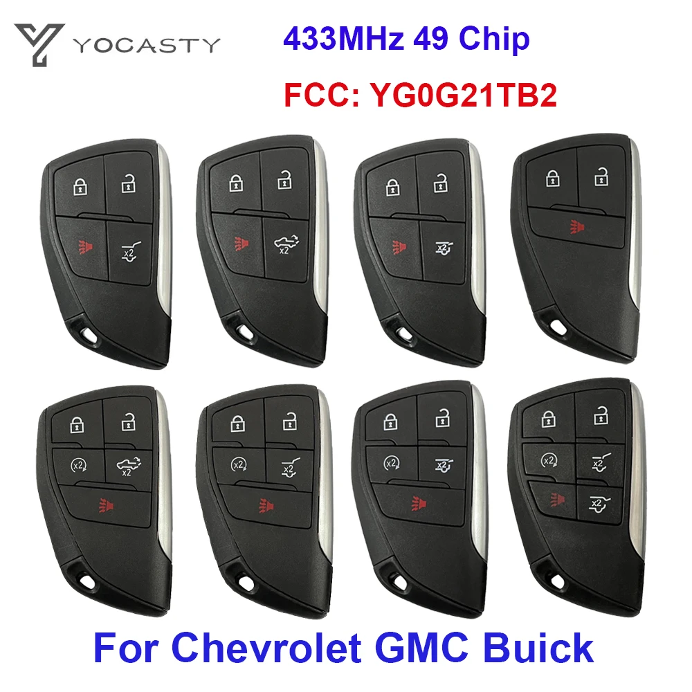 

Yocпластика с 3/4/5/6 кнопками, 433 МГц, ID49, смарт-микросхема для Chevrolet Suburban Tahoe, для Buick GMC FCC ID YG0G21TB2