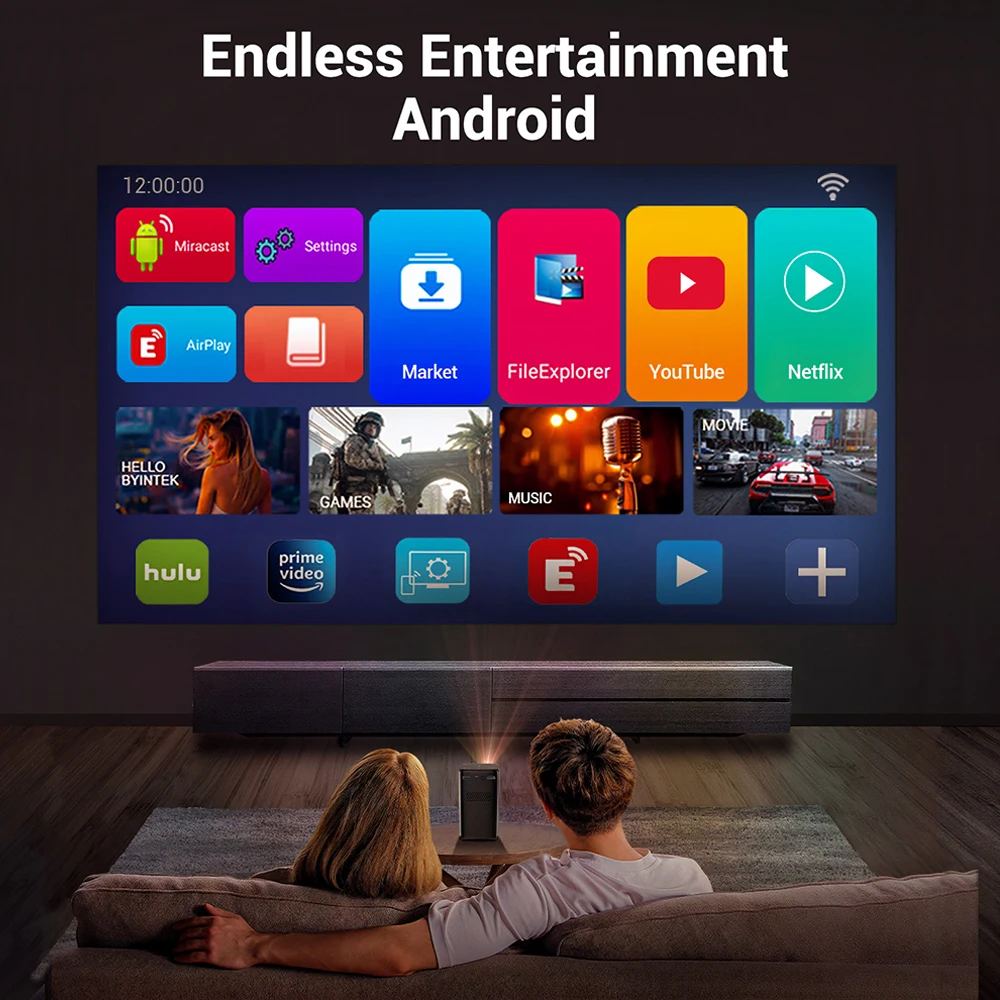 BYINTEK P70 Projector 4K 1080P DLP Mini Portable Projector Home