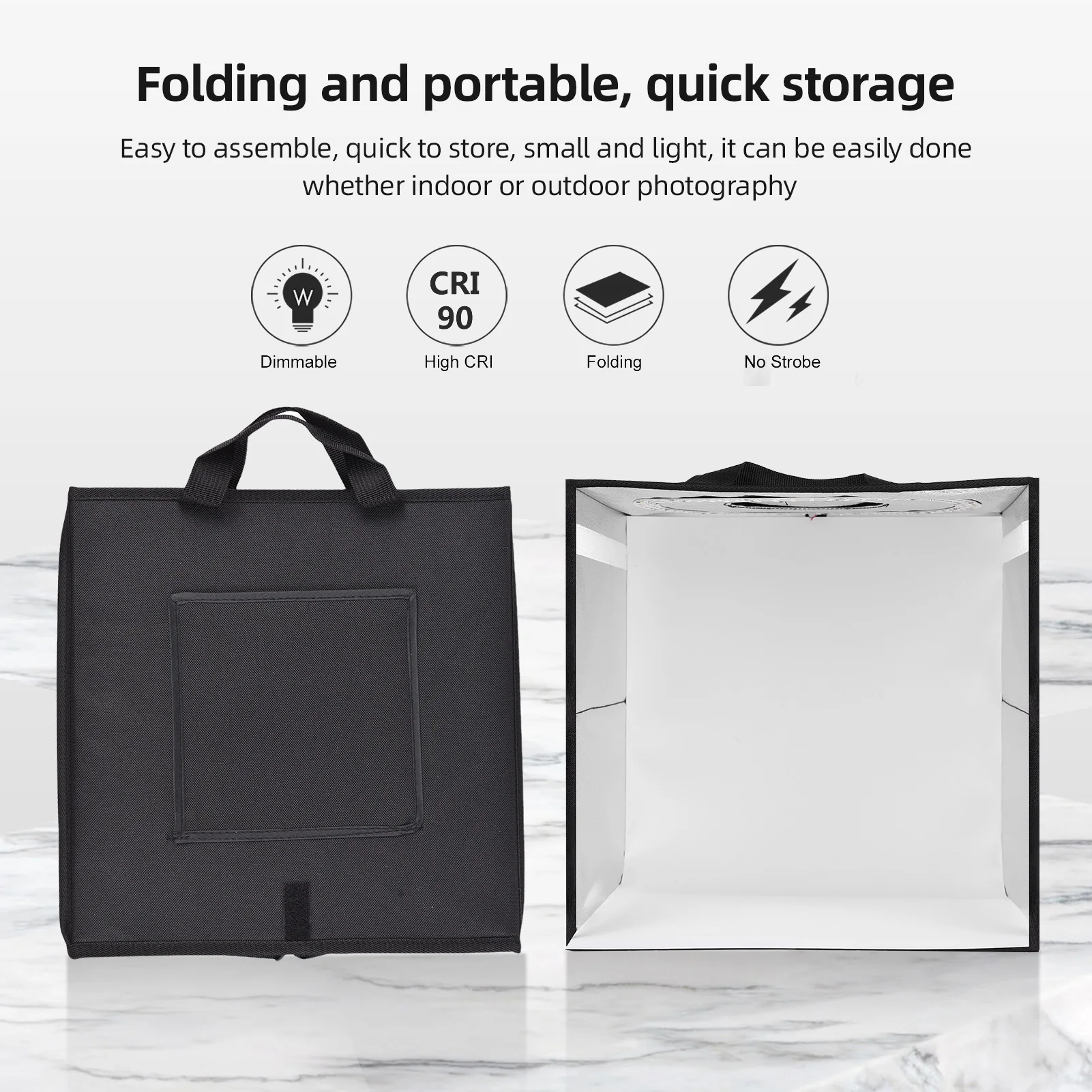 Compact LED Light Tent Folding Desktop Photo Studio Light Box 3200-6500K Dimmable USB Powered for Small Product Photography