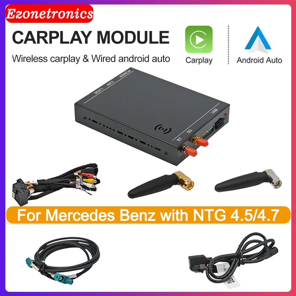 

Wireless Carplay Android Auto For Mercedes Benz A B C E GLA GLK GLS CLA ML Class 2010-2014 with NTG 4.5/4.7 System Module