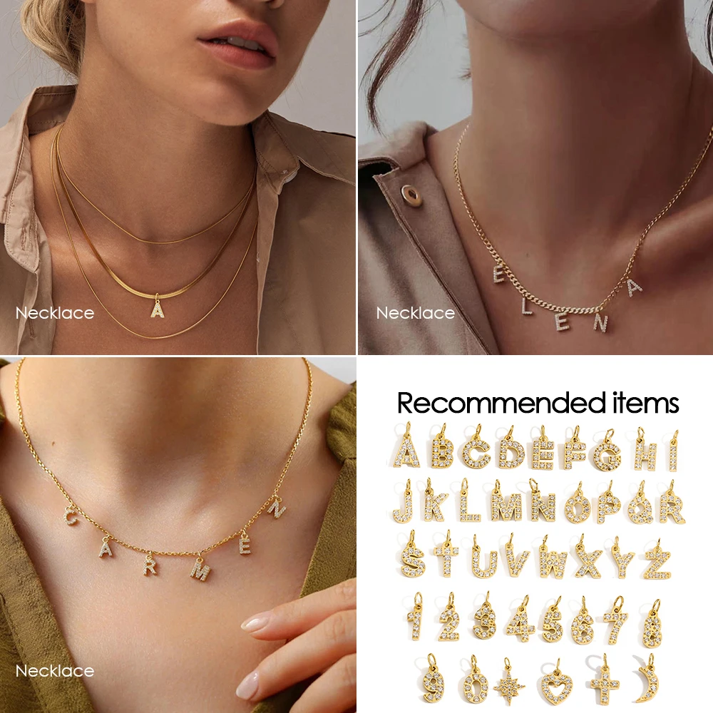 Elegant Diamond Alphabet Pendant for Women - Customizable DIY Necklace Bracelet Jewelry Making Gift