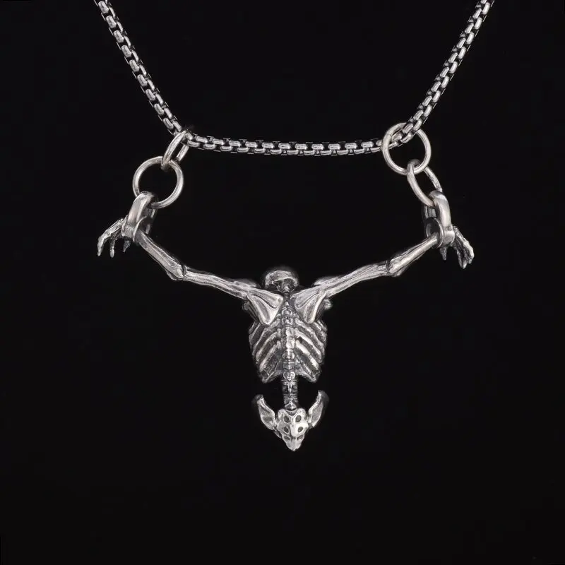 Vintage Gothic Death Skull Pendant for Men\\\'s Personalized Halloween Motorcycle Punk Necklace Trendy Jewelry