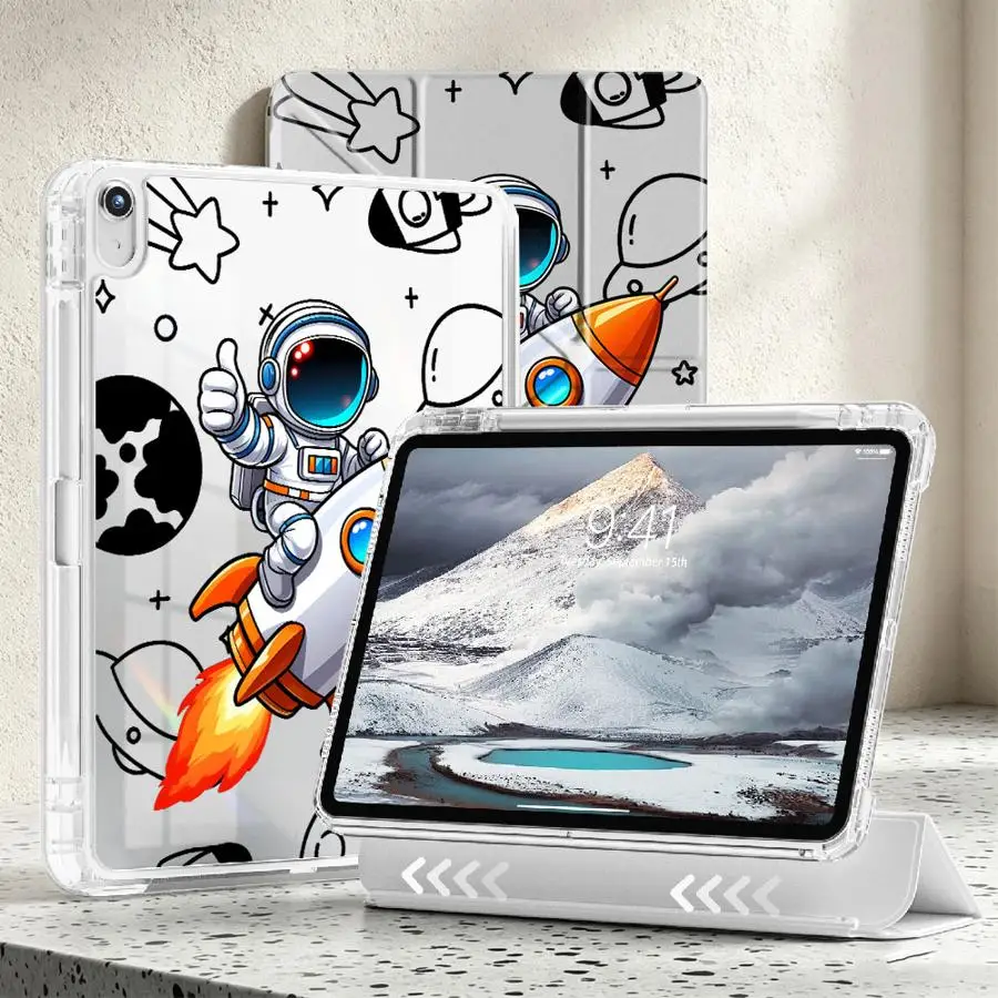 Spaceman Cartoon Tablet Case with Pen Slot Cover