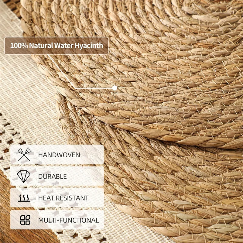 Boho Rattan Placemats Set 5
