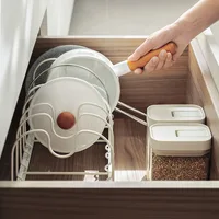 Expandable Pans Organizer Rack, Pots and Pans Cabinet Organizer with 4/7 Adjustable Compartments ,Kitchen Cabinet Organizer Rack 2