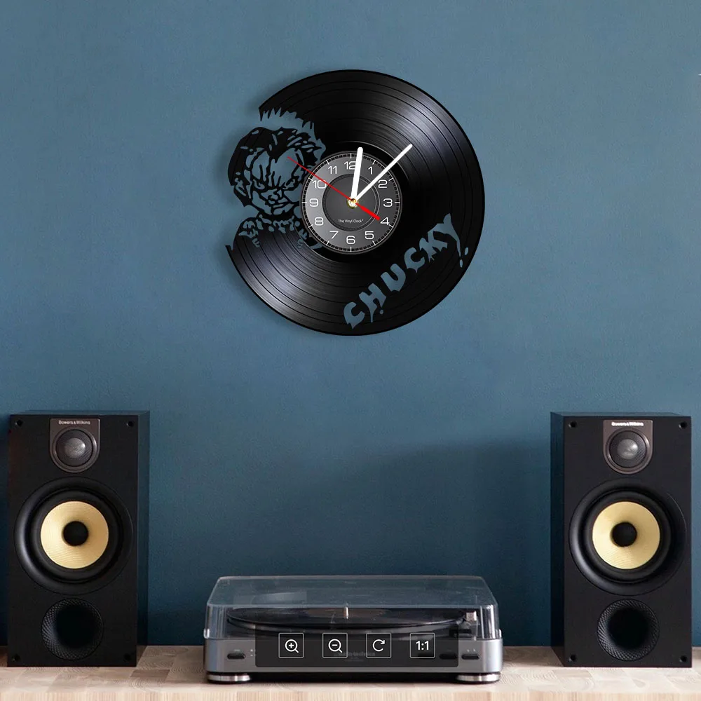 Fictional Character Chucky Wall Clock Made Of Vinyl Record Horror Movie Home Decor Wall Watch Halloween Vinyl Disk Crafts Clock 4