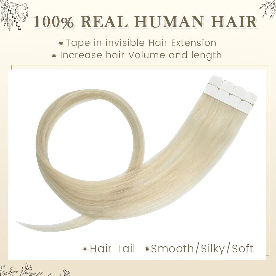 ZURIA M-Tape in Hair Extensions Human Hair Balayage Color Invisible Skin Weft Adhesive Straight Real Human For Women